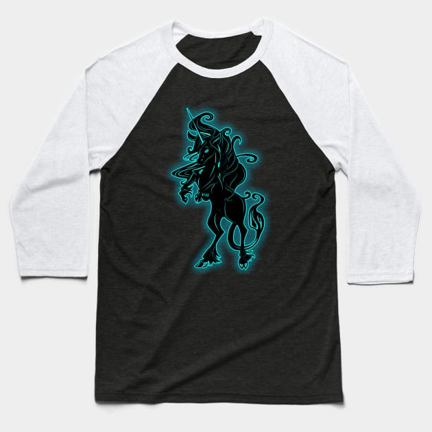 Glowing black Unicorn Baseball T-Shirt by MadMunchkin
